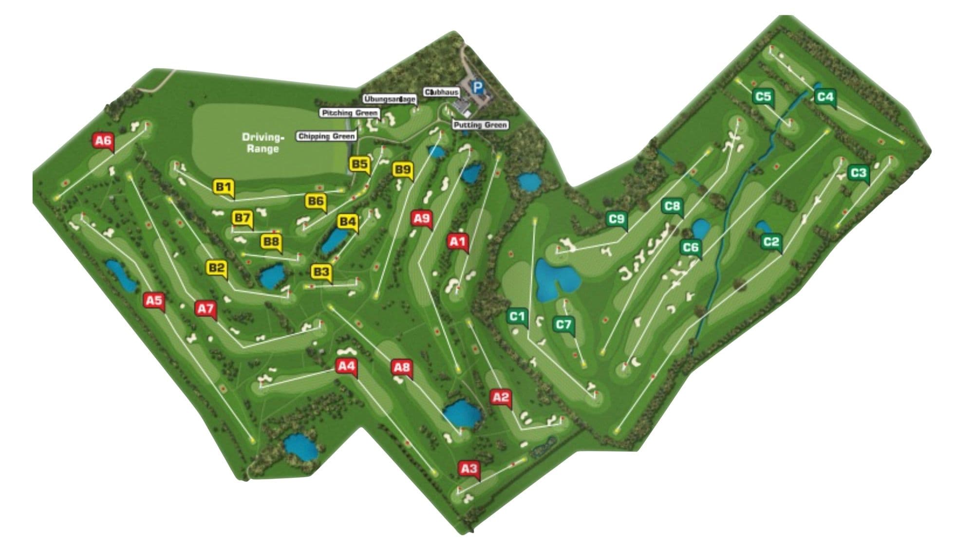 Übersicht Golfanlage Siek mit A-, B- und C-Course